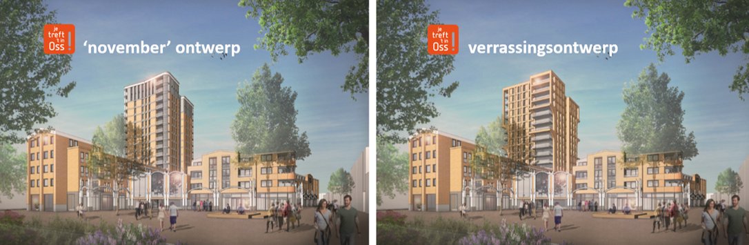 Dit zijn de twee ontwerpen voor de woontoren van het toekomstige Wal Kwartier! #jetrefthetinoss #centrumoss 1/2