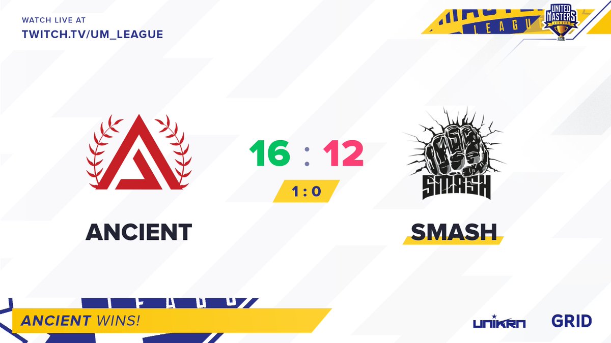 UM_League's tweet photo. Congratulations to @WeAncientGG on winning against @smashesportsgg.

We are going to see Team Ancient in the next game against https://t.co/pJe2EDKByF Stay tuned for more #UML

#CSGO https://t.co/TZDmFJBGWQ