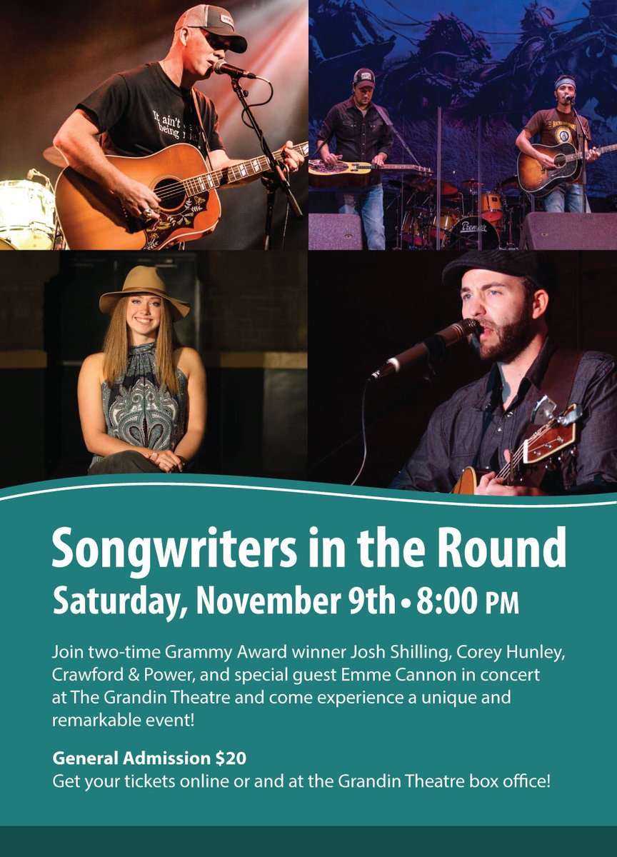 We’re exactly one month out from Songwriters in the Round at The Grandin Theatre with <a href="/coreyhunley/">Corey Hunley</a>, <a href="/Joshshilling/">Josh Shilling</a>, special guest Emme Cannon. Tickets are moving quickly for this event, get yours below before it’s too late! 🎫⤵️
m.bpt.me/event/4322837