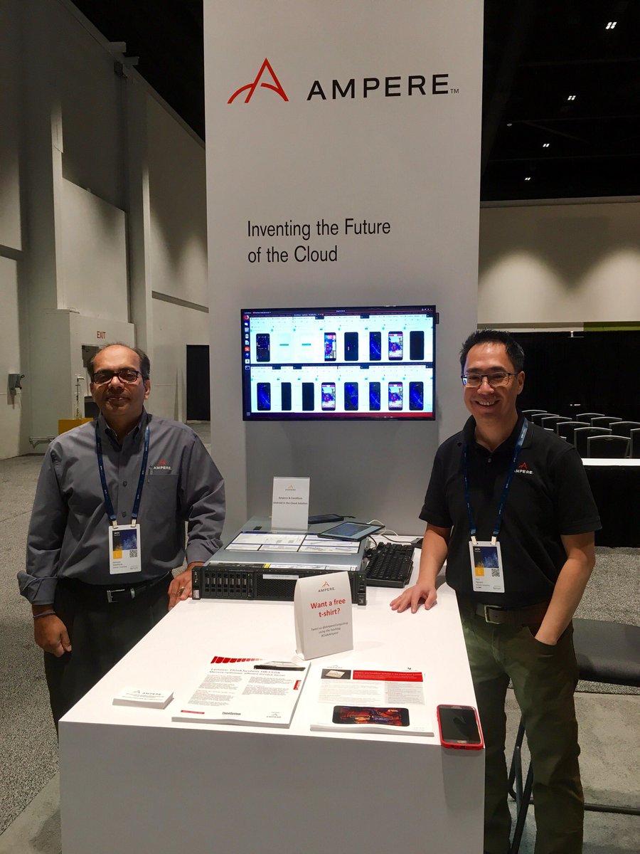 AmpereComputing's tweet image. We’re at #ArmTechCon! Visit us at booth 143 and tweet us using #CodeAmpere to get a free t shirt.