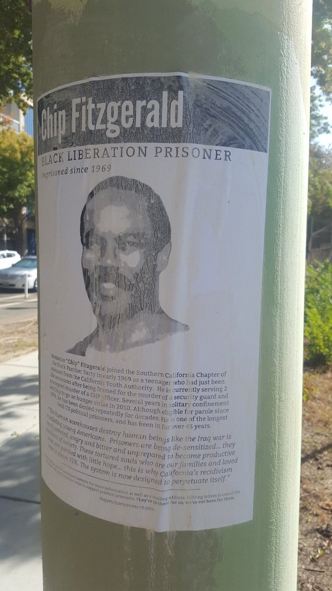 Today marks 50 yrs that Black liberation political prisoner, Chip Fitzgerald has been locked up. He has been in some of California's harshest prisons. This week posters went up to raise awareness about who he is and his plight. Solidarity with Chip Fitzgerald!