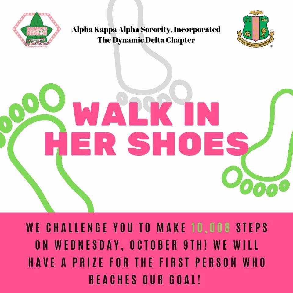 DeltaChapterAKA's tweet photo. I hope y’all are getting your 10,008 steps in even in this gloomy weather. First person to reach 10,008 steps will win a prize 💚💕 https://t.co/abeWSsAtt8