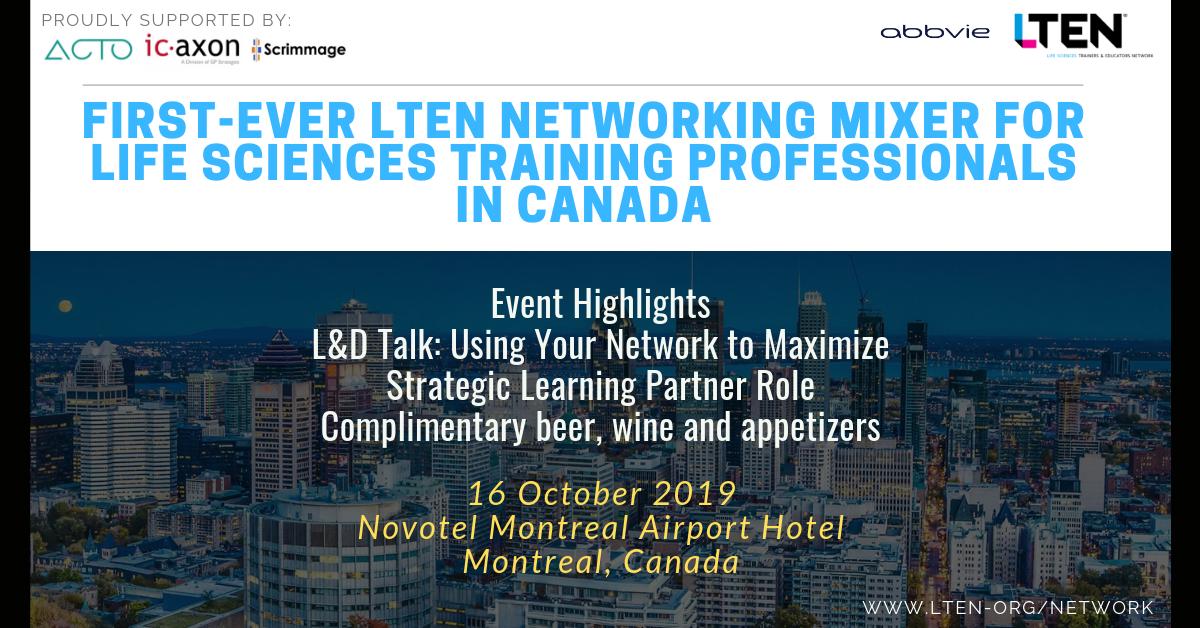 yourLTEN's tweet photo. Life sciences #training executives in the US LOVE our #networking events! And its time for #Canada now!
Will u join us in #Montreal next week? RSVP today.
https://t.co/CjRLIsAh2o @abbviecanada @AstraZenecaCA @LillyPadCA @NovartisCanada @NovoNordiskCA @BoehringerCA @MerckCanada https://t.co/CuY2e47R8b