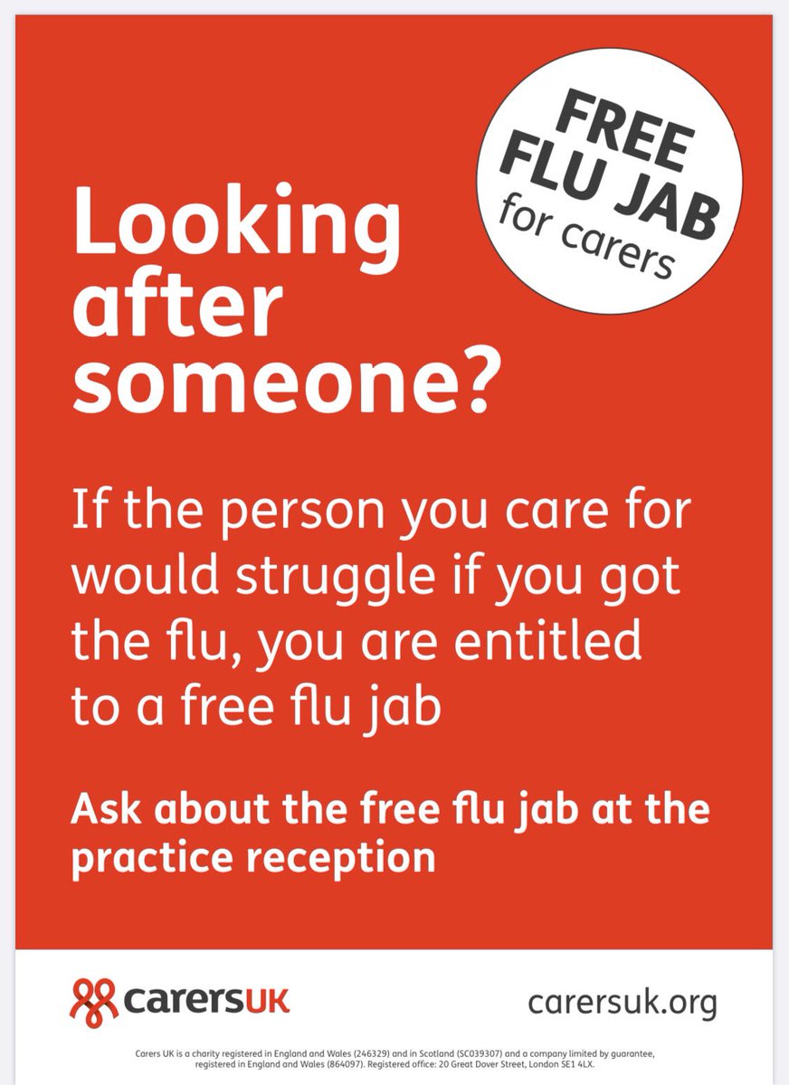 KingstonHealthC's tweet photo. If you are a carer please let us know &amp; we can get you booked in for your free flu jab #carers @CarersUK https://t.co/q5UOoR2Sid