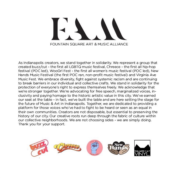 <a href="/chreeceaf/">Chreece</a> <a href="/buzzcutindy/">BUZZ/cut Queer Music Festival</a> @newhandsfestival @woogrlfest @squarecatvinyl #

#FAM #StrongerTogether #music #FountainSquareMusic #IndianapolisMusic #Indianapolis #Buzzcut #Chreece #WooGrlFest #NewHandsFest #SquareCatVinyl #VirginiaAvenueMusicFest #VAMF #BackAlleyBallyHoo