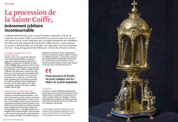 Cathedrale46000's tweet photo. 📝Les évêques de France viennent de publier un rapport de 29 pages intitulé "Eglise en périphérie" et la procession Sainte Coiffe y occupe une pleine page ! #Cahors est dépositaire d'un trésor ! #relique #jubile #900ans #Evenement https://t.co/glzCGMJAyi