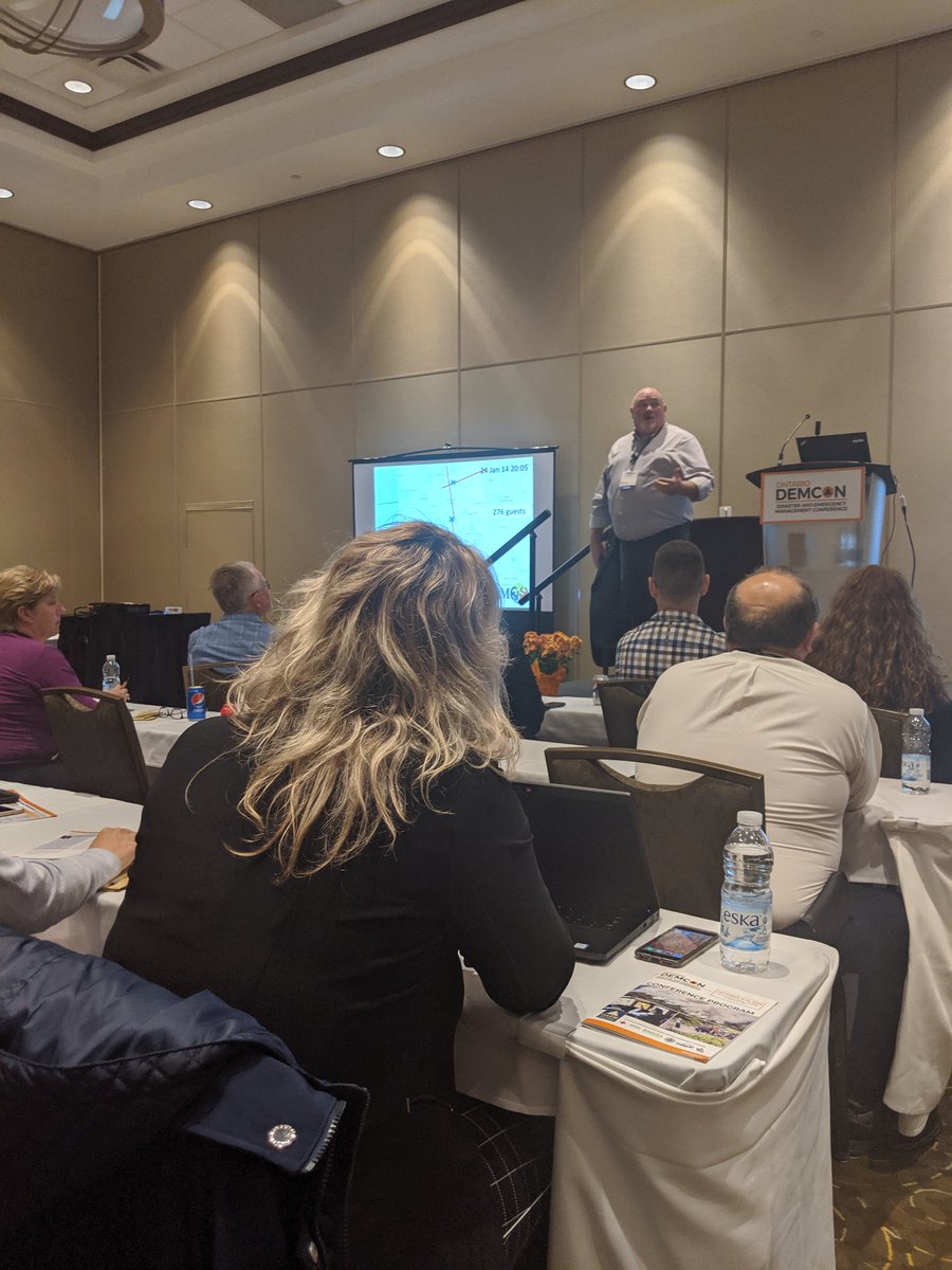 OAEM_Online's tweet photo. @SDMprep sharing his experience with coordinating an emergency response in a small community. Difference between the plans and the ideals and the reality; delightfully honest presentation! Thanks. #demcon #demcon2019 #demcon19 #municipality #emergencymanagement https://t.co/qW9x2f8YW0