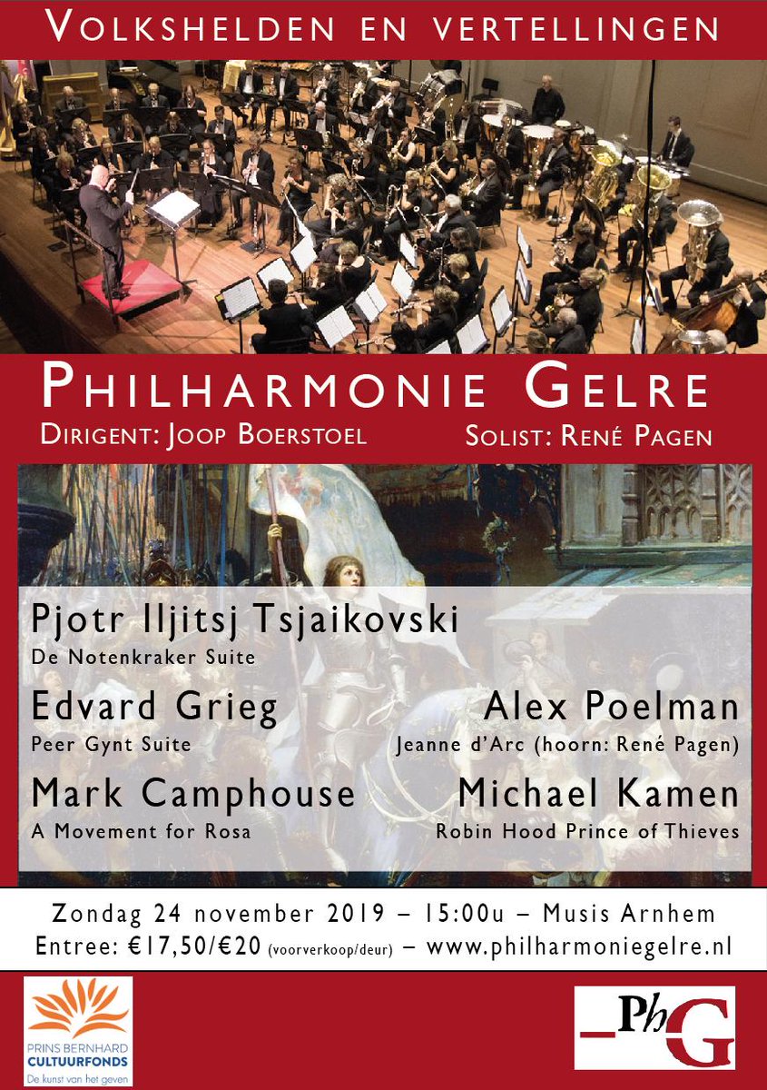 gelre's tweet photo. Op zondag 24 november in @MusisenSTArnhem o.l.v. @JoopBoerstoel: 

De Notenkraker suite, Peer Gynt suite I &amp; II, het prachtige Movement for Rosa en het indrukwekkende werk Jeanne d’Arc (solist: René Pagen)

Kaarten via: https://t.co/ldjr9PBG60…/philharmonie-gelre/2994 https://t.co/axvmsJbnHB