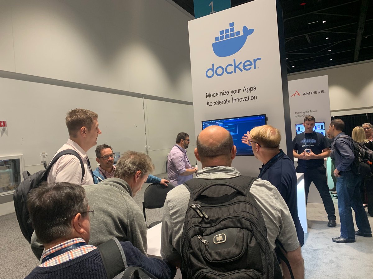 Docker's tweet image. Modernize your apps. Accelerate innovation. Head to the Infrastructure Zone at #ArmTechCon to visit the #Docker booth. @Arm