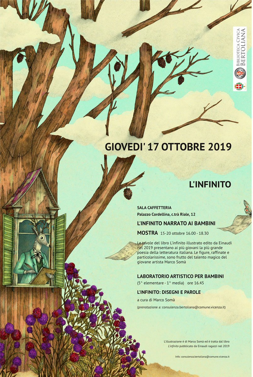 archidueChiara's tweet photo. Anche a Vicenza celebriamo #infinito di #giacomoleopardi nei 200 anni dalla sua stesura. #17ottobre: sarà una giornata meravigliosa! #bibliotecabertoliana #vicenza  #infinito200 @casaleopardi @InfinitoDue100 https://t.co/opH9ub95YG