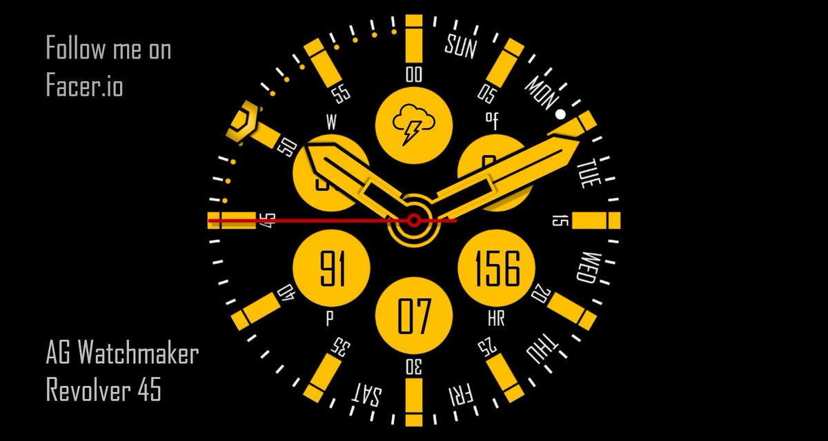 agwatchmaker's tweet image. AG Revolver 45 @facer_io #watchface #wearables #android #tizen #smartwatches #frontier