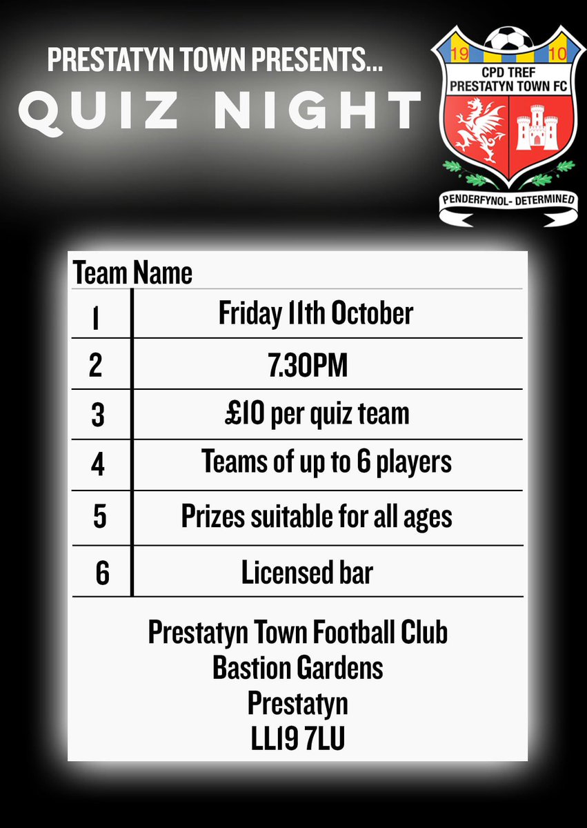 ptfcseasiders's tweet photo. Remember this Friday is Quiz Night @Ptfcfans https://t.co/D5G8qCvbyG