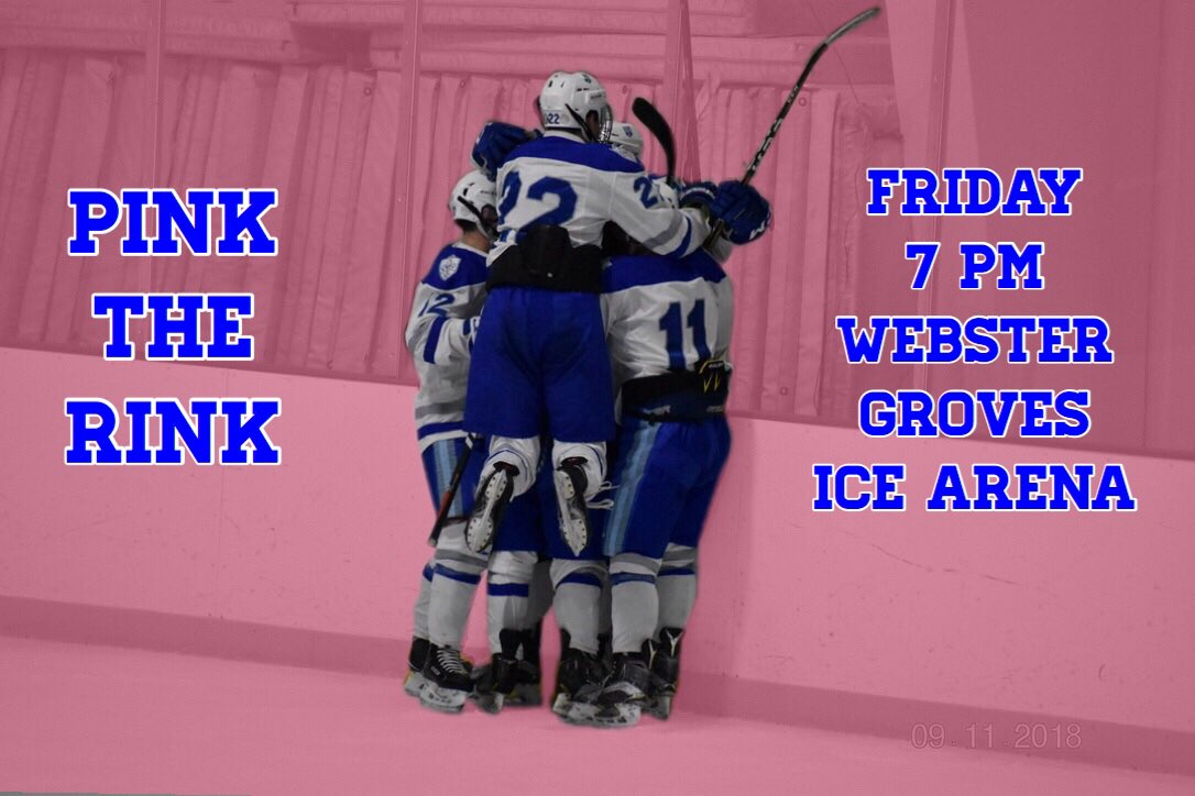 SLUBillzHockey's tweet photo. Everyone jump up and get excited, it’s Pink the Rink at Webster Groves! This Friday, we will be partnering with @sluzeta and donating all proceeds to #savealife as a part of zeta’s philanthropy campaign! Bring some friends, wear pink, and watch the Billikens take on @LU_D2_Lions https://t.co/bVnIcMoHSg