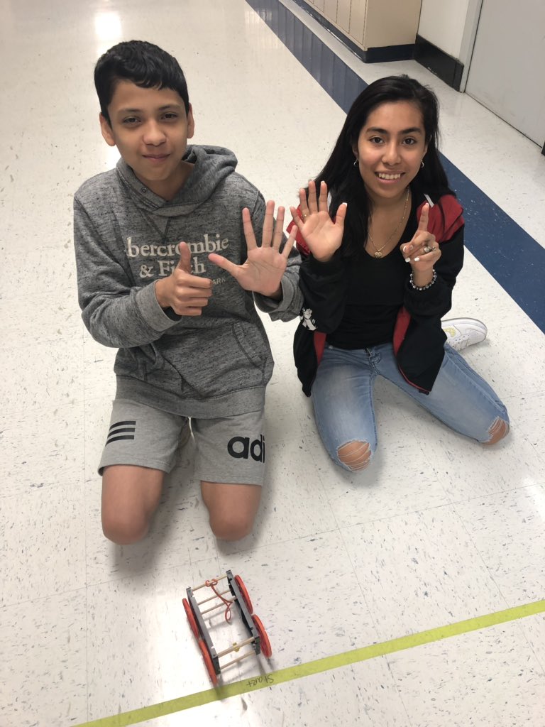 ToriHeinrich's tweet photo. A new Heinrich class record!!!! This car traveled 76 tiles!! #Trial&Error #PhySci #scientists #leydenpride https://t.co/IxrGXcBk42