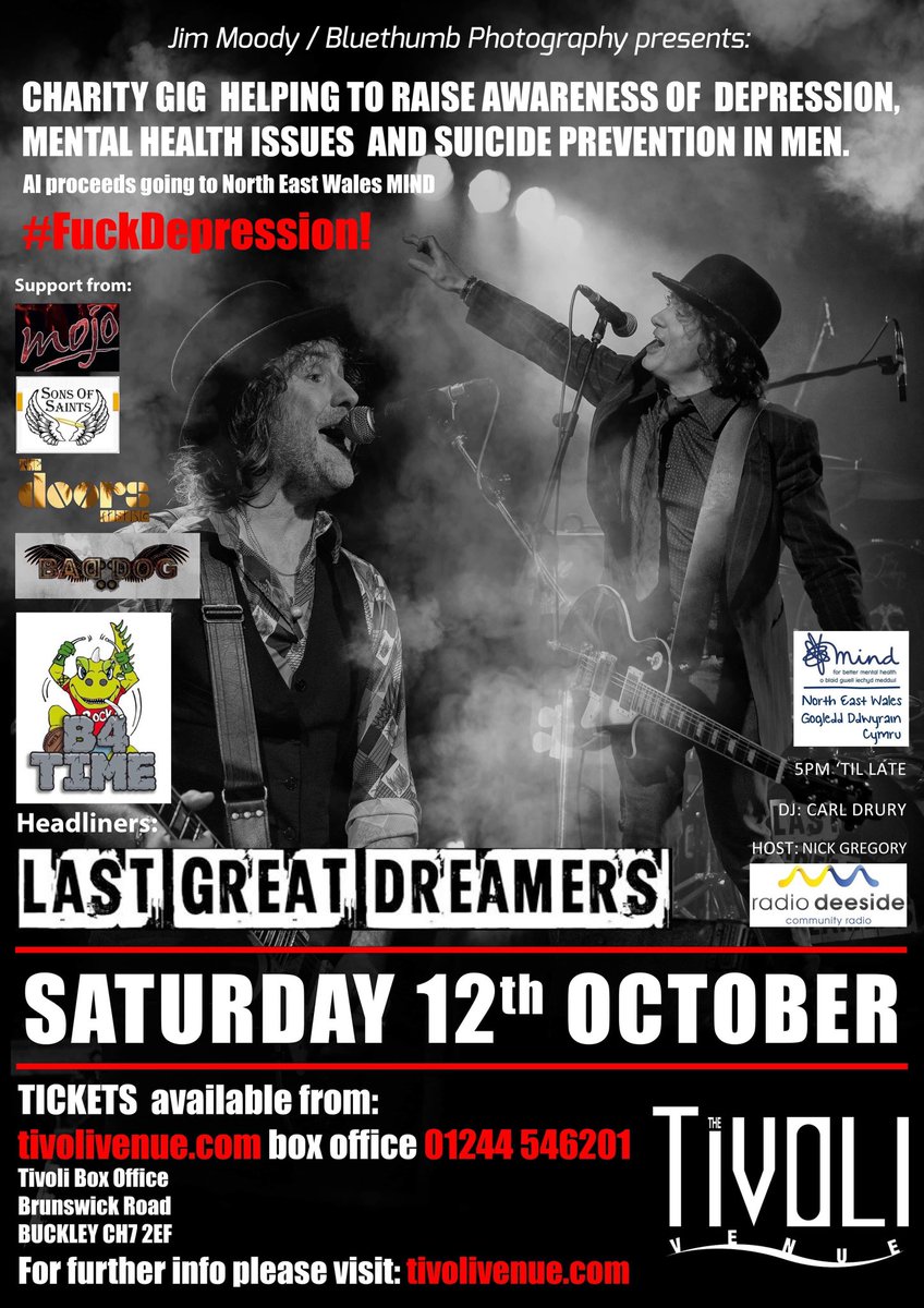 This Saturday 12th October at the Tivoli venue in Buckley. “BRING THE NOIZE” <a href="/PlanetRockRadio/">Planet Rock</a> @WDFD_Records <a href="/Tivoli_Venue/">The Tivoli Venue</a> @looseladies @NWOCR2017 <a href="/BillMeacock/">Bill Meacock</a> <a href="/BluethumbPhoto/">BluethumbPhotography</a> <a href="/Only_rock_radio/">www.onlyrockradio.com</a> <a href="/MindCharity/">Mind</a> <a href="/northwaleslive/">North Wales Live</a>