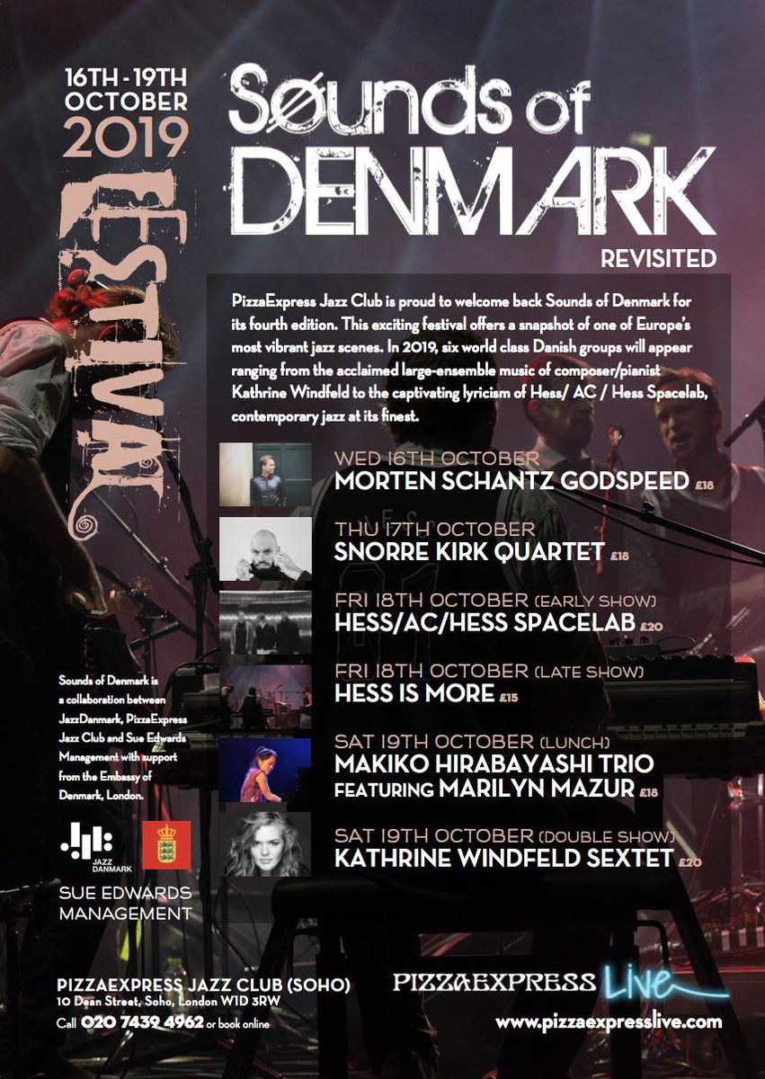 Denmark comes to London a week today! Tickets still available for <a href="/soundsofdenmark/">Sounds of Denmark</a> revisited at <a href="/pizzajazzclub/">PizzaExpress Live</a> pizzaexpresslive.com/sounds-of-denm… 16-19 October