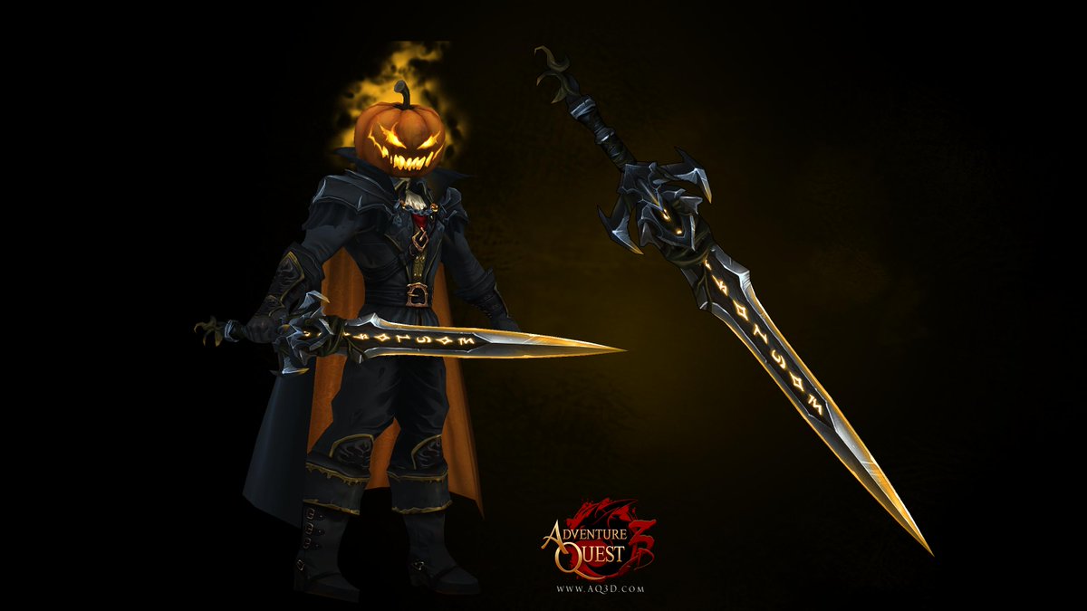 Finished the sword for the headless horseman set. might get some particle  animations as well! #AQ3D #AdventureQuest3D, image size:1200x675