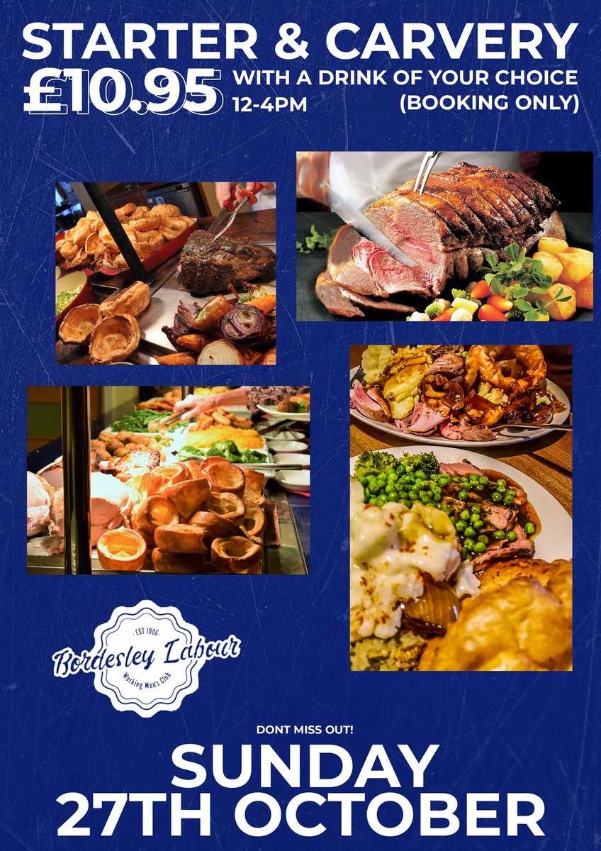 Everybody welcome with bingo straight after from 4pm..Bookings and deposits being taken now #TheBordesleyWay #family #food #sundaydinner #whatsoninbrum