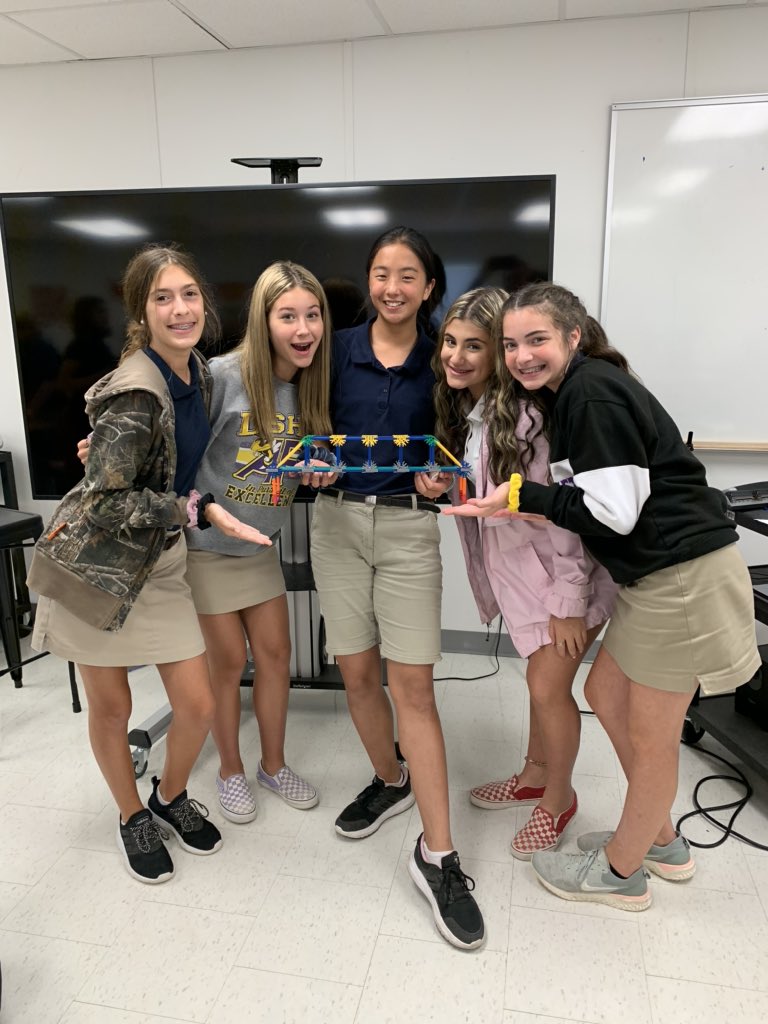 My girls killed it in STEM today! The first group to complete the challenge and successfully build the bridge. <a href="/GoBucsSJHS/">Southside Jr. High</a>