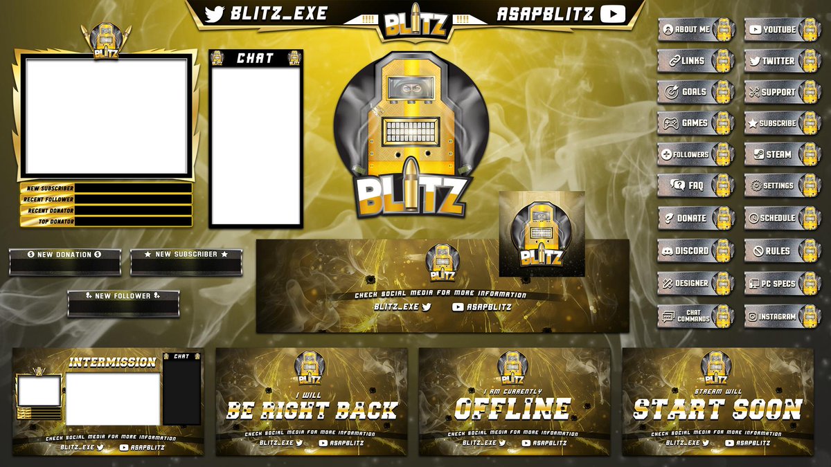 ShammyRiya's tweet photo. My recent (Twitch overlays) full stream pack overlays work for @Blitz_exe 
 
#Twitch #Twitch_Overlay #TwitchOverlays #TwitchOverlay #StreamOverlay #Stream_Overlay #Mascot_logo #Esports_Logo #Mascot #Esports 

Client Name: @Blitz_exe 
Check Twitch: https://t.co/eGUzoKmIDH https://t.co/o7qtcbK6zq