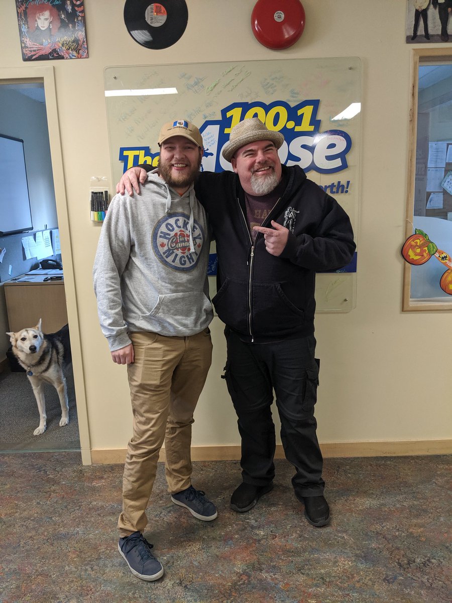 cna_comedyfest's tweet photo. Great to see Big Daddy Tazz on air @1001TheMoose. He'll be sharing the stage tomorrow night with some of Canada's brightest comics. Tickets are selling out fast - get them before it's too late! (Link in bio)  #yellowknife #arcticomedyfest2019 @CBCNorth @northwestel https://t.co/U8fUnqgs4F