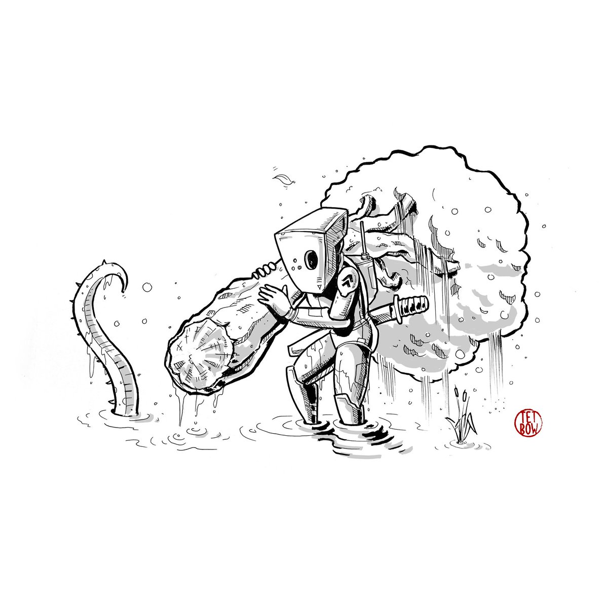 tetbautista's tweet photo. 8. Frail #inktober #inktober2019 #frail #ink #mechrobot #monster #pigmamicron #tree #samurai #conceptart #conceptartist  #illustration #illustrator #sketchbook #sketch #dxbartist #doodle #pinoyartist #dxb #art #tetbow https://t.co/EvYOhXZz1K