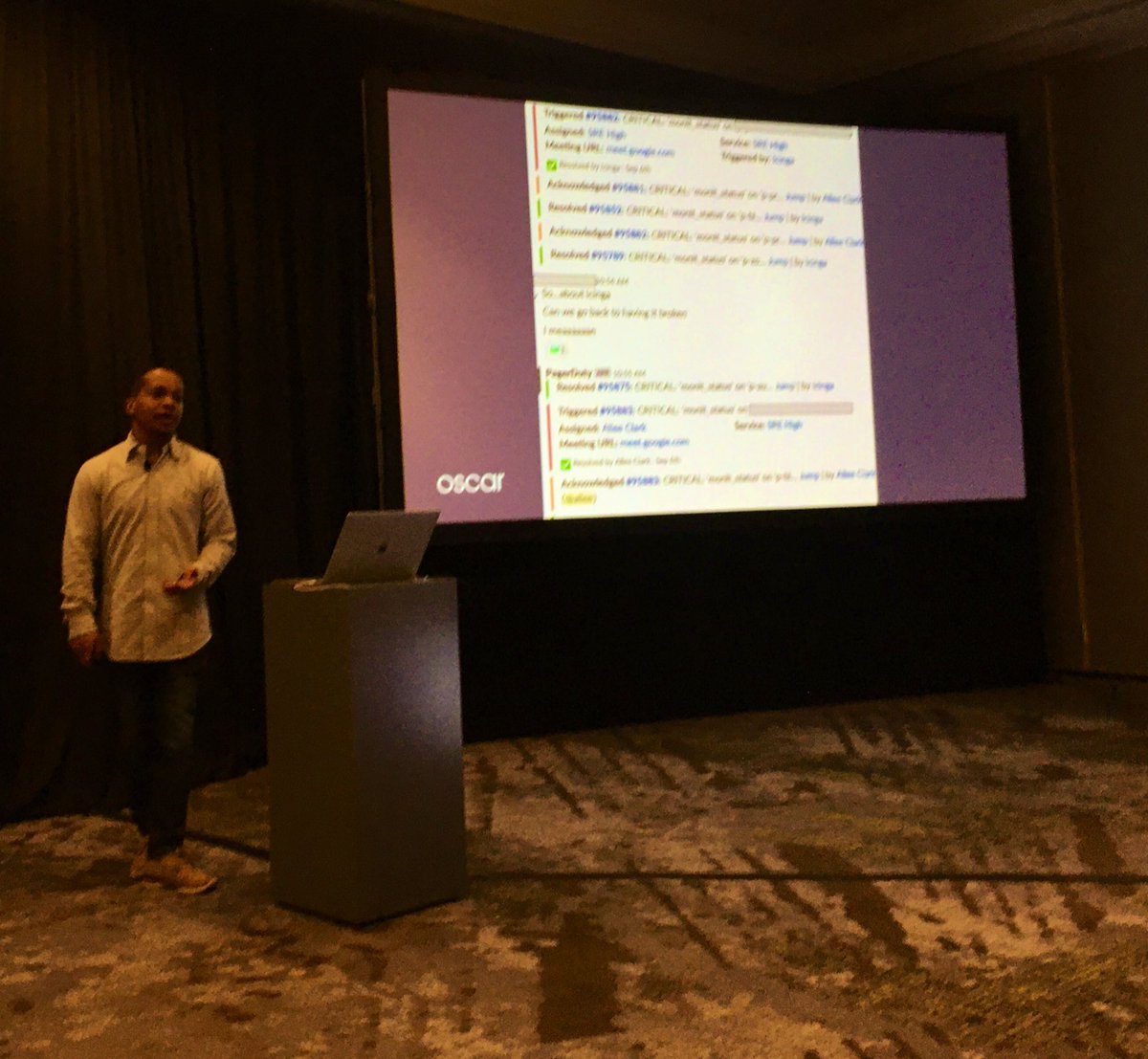 ahpook's tweet image. Oh noooo! @alleeclark walks us through an incident that triggered 150 @pagerduty alerts #puppetizepdx
