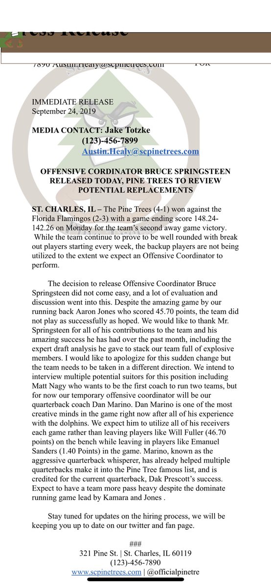 OfficialPineTre's tweet photo. Here is our latest press release, we wish you well and thank you for your time Mr. Springsteen https://t.co/4ODDtyLKpn