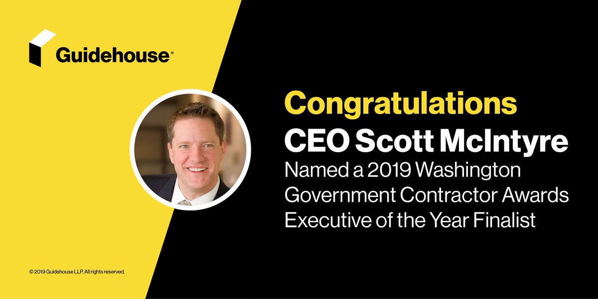 guidehouse2019's tweet photo. @novachamber and @PSCSpeaks have named #Guidehouse CEO Scott McIntyre as a finalist for the Executive of the Year Award! https://t.co/A1LC9UfHev #GovConAwards https://t.co/KfqQYk3p6H