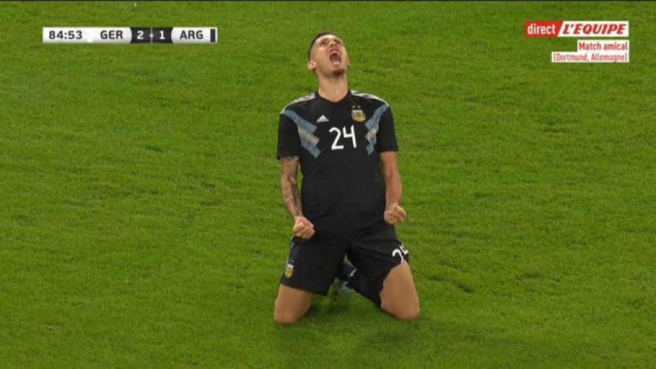 MySportNews3's tweet photo. #Amical #ALLARG 
Mené 0-2 par l'Allemagne, l'Argentine est parvenu à égaliser 2-2 grâce notamment au but égalisateur de Lucas Ocampos pour sa première sélection https://t.co/uYxRDnJBYi