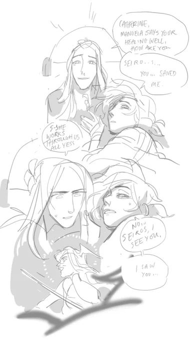 fe3h spoilers //

hc that catherine actually saw rhea's seiros form and made the connection while in her bleeding out state of the monster attack. C doesn't remember it entirely after she heals but it's enough to worry rhea and leave catherine with a residual sense of awe 