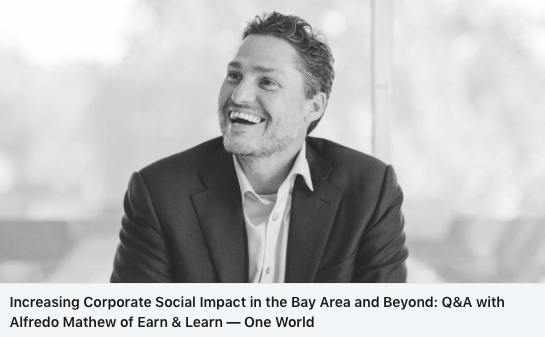 OneWorldTI's tweet photo. Increasing #Corporate #Socialimpact Impact in the Bay Area and Beyond. 

A blog post not to be missed: https://t.co/GsVVKDhCXx

Will we also see you on Oct 30 at CSI Summit in San Mateo? 

Alfredo &amp; other CSI thought-leaders and experts will be there.

#CSI2019 #socent #beyondCSR https://t.co/F3MGY8RQ8H