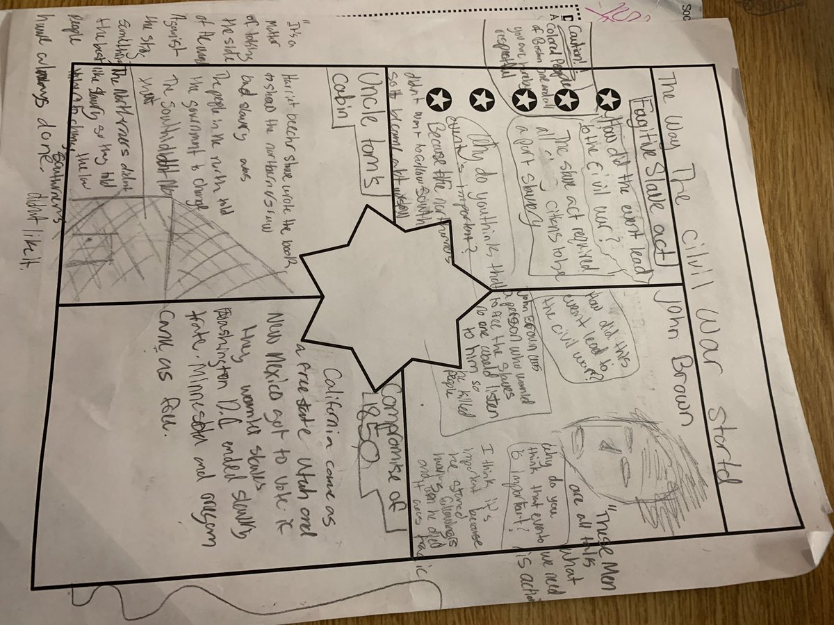 OrlikWMS's tweet photo. One page assessments about events leading up to the Civil War. These are only a handful of awesome pages and explanations. @WRidgeMS #BeAChampion #assessment https://t.co/Y0CijYAtv5