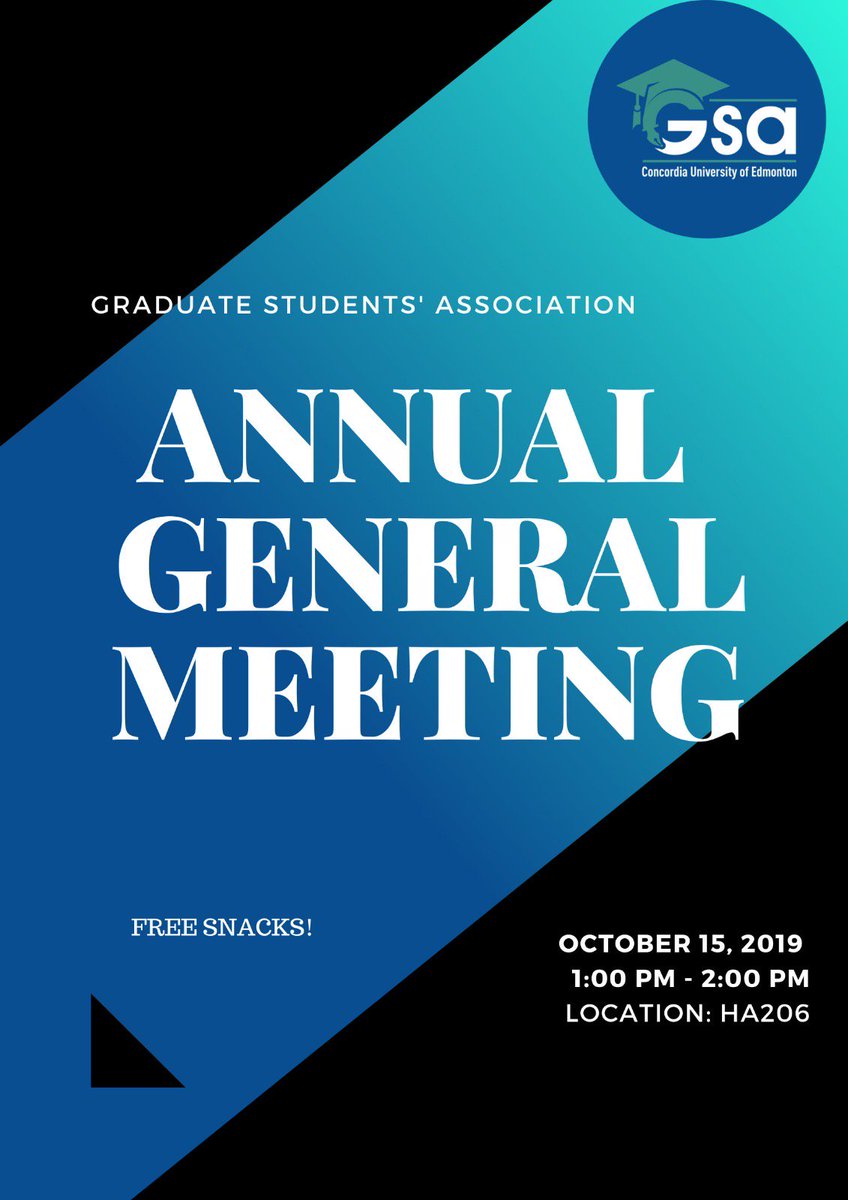 GSA invites CUE's graduate students to its Annual General Meeting on October 15, 2019, in the Hole Academic Centre. 

Exercise your right to vote!!
