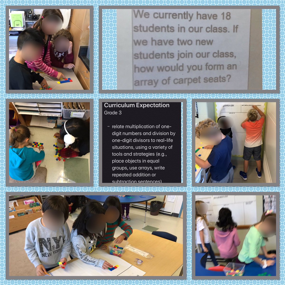 ErinNewburnEDU's tweet photo. Gr2/3 learning to use the problem solving model with today’s focus to identify what is being solved. Ss used different CRA strategies. One student partitioned a line of 20 into 4 groups of 5 by representing circles along the line. Others built arrays using tiles. @CentennialCent https://t.co/gd71nX3mmx