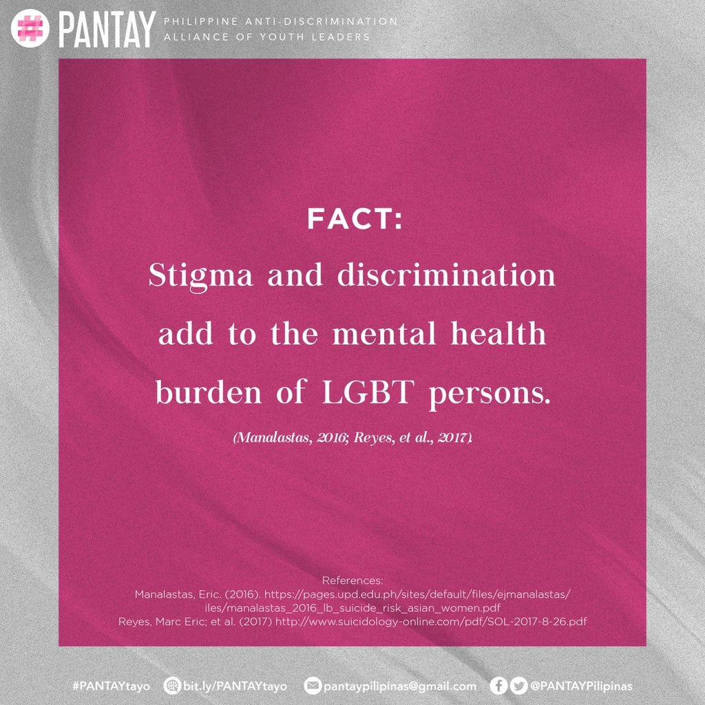 PANTAYtayo's tweet image. On World Mental Health Day, let us not forget the plight of our LGBTQ+ siblings who are three times more vulnerable to mental health conditions because of stigma &amp;amp; discrimination.
 
Pass the SOGIE Equality Bill now! 🌈💚

#WMHD2019 #MoveForMH
#SOGIEEqualityNow