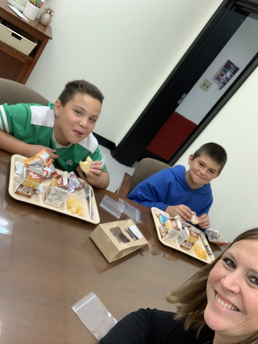 Celebrating our Character Card kids today with lunch!  Two kids from each lunch were drawn from all our positive referrals from September!  Congrats to these four!  #WeAreErie1