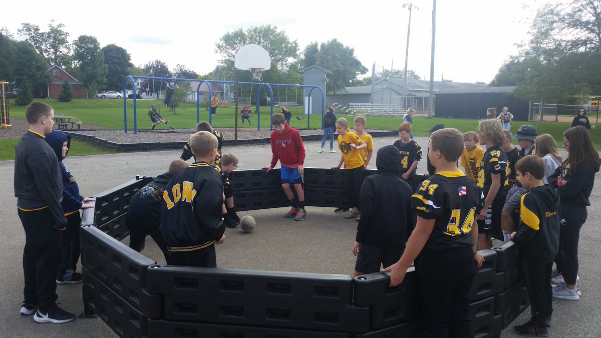TiptonTigersMS's tweet photo. Our 5th &amp; 6th graders are "gaga" for Gaga Ball. Thanks to the Elementary @PrincipalLFoley for sharing. Some older kids have been discussing the possibility of adding a larger/permanent one.  🤔🐅
#RecessRules  #anExtensionoftheClassroom  #learningtowinlosewithclass @tcsdtigers https://t.co/aAWwLyvVyy