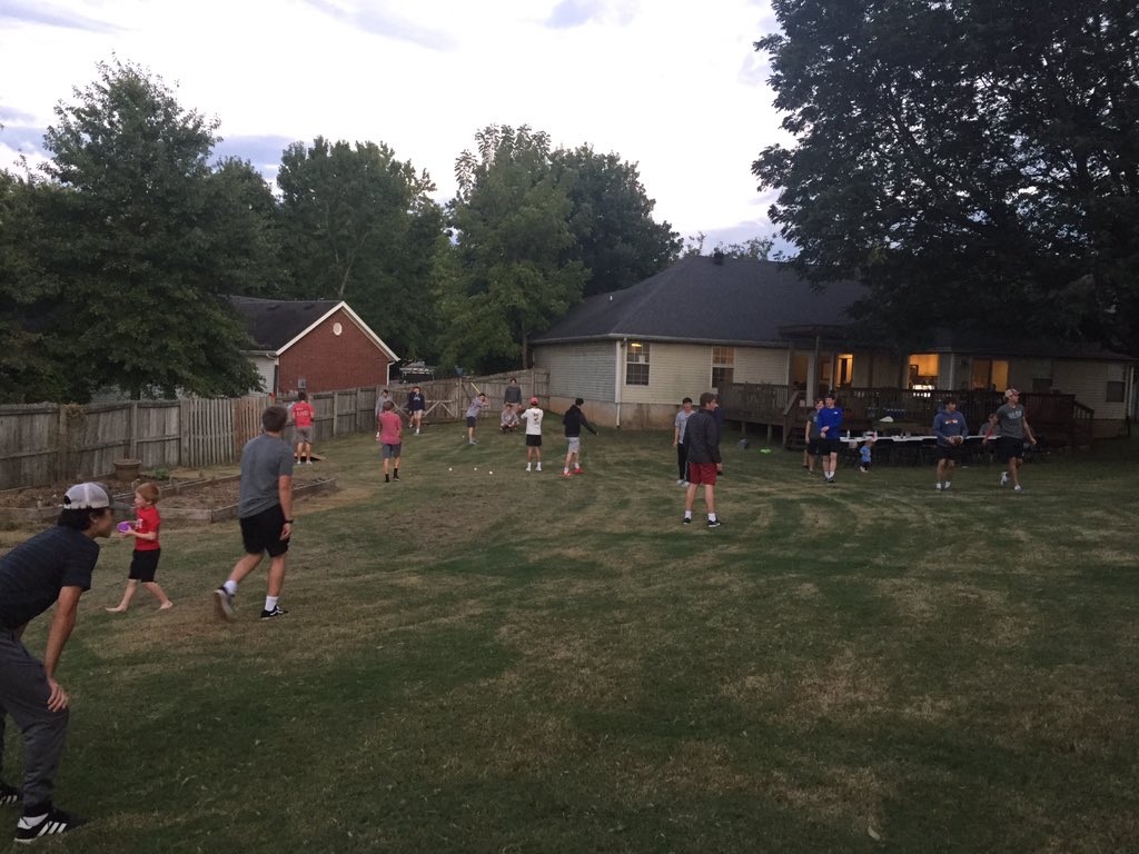 FayDogBaseball's tweet photo. Was great having 25 players over for family time tonight. It was full of fun, fellowship, food, and some playoff baseball. #OnTheEnergyBus https://t.co/uEKdSAvc83