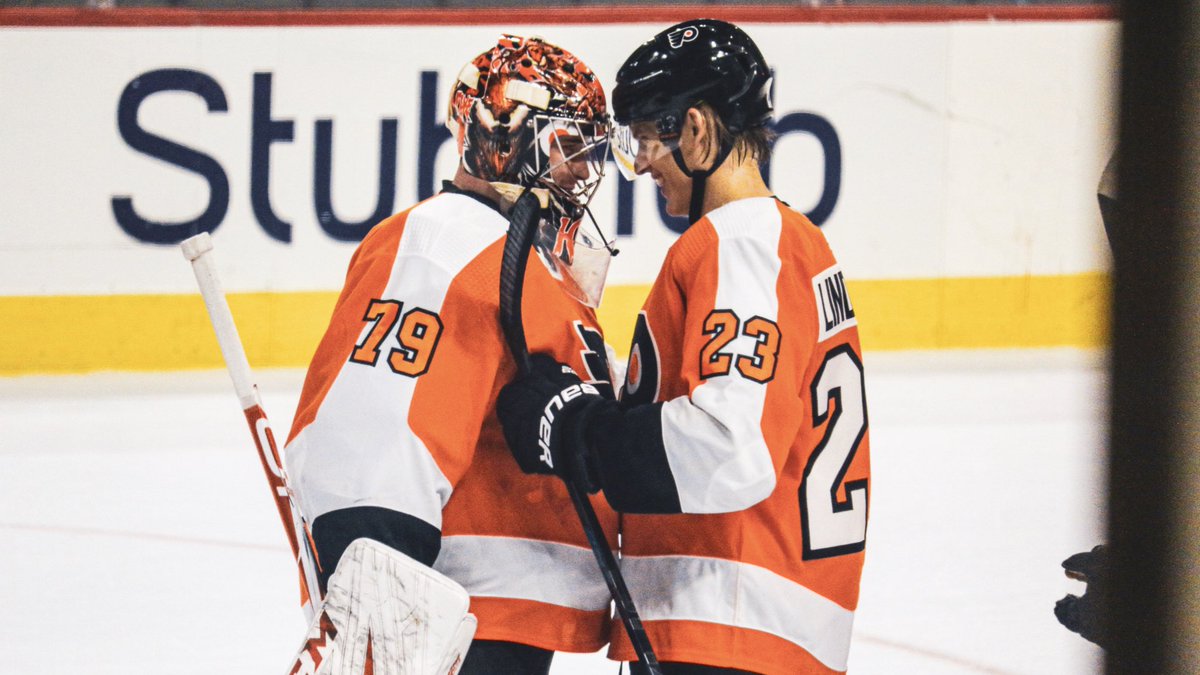 NHLFlyers's tweet photo. First career shutout for the kid. 

Congrats, Carter! 

#NJDvsPHI | #FlyOrDie https://t.co/nHe6teM0U7