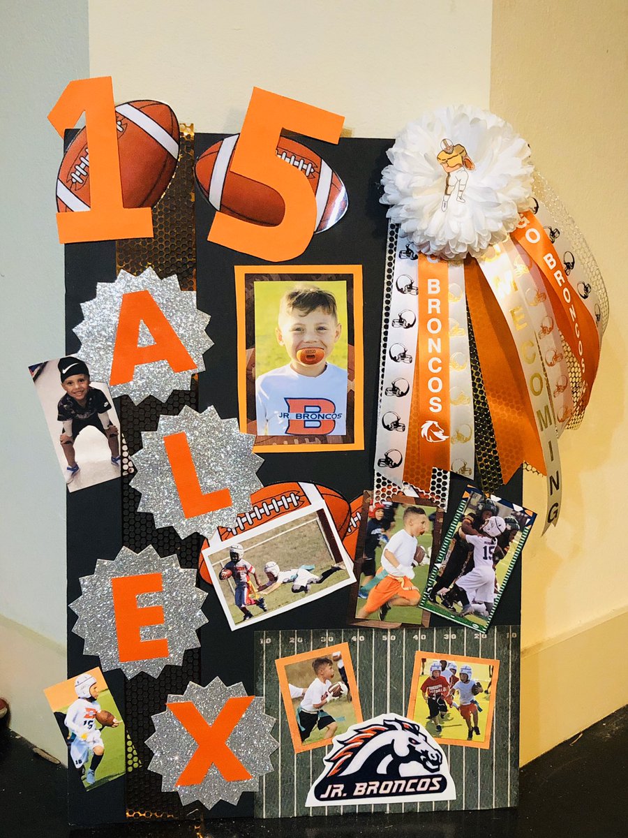 laaurenpaige's tweet photo. Really gonna try to take all the credit for this, but I think everyone knows damn well I am not creative! But yalll, look HOW CUTE!!! Alexander’s first homecoming game this weekend, COME SUPPORT #JrBroncos https://t.co/nsUH3wXhfY