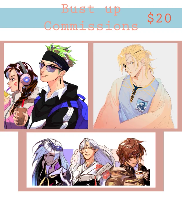 HEy first time opening comms so I'm just gonna open 4 slots for now if anyone is interested pls dm me! Thanks 💕 