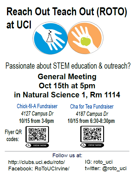 ROTO_UCI's tweet photo. ROTO General Meeting and Fundraising Event 
October 15th at 5pm 
(see attachments for details &amp; fundraiser flyers)
See you there!! =D https://t.co/YhD8BJvb4x