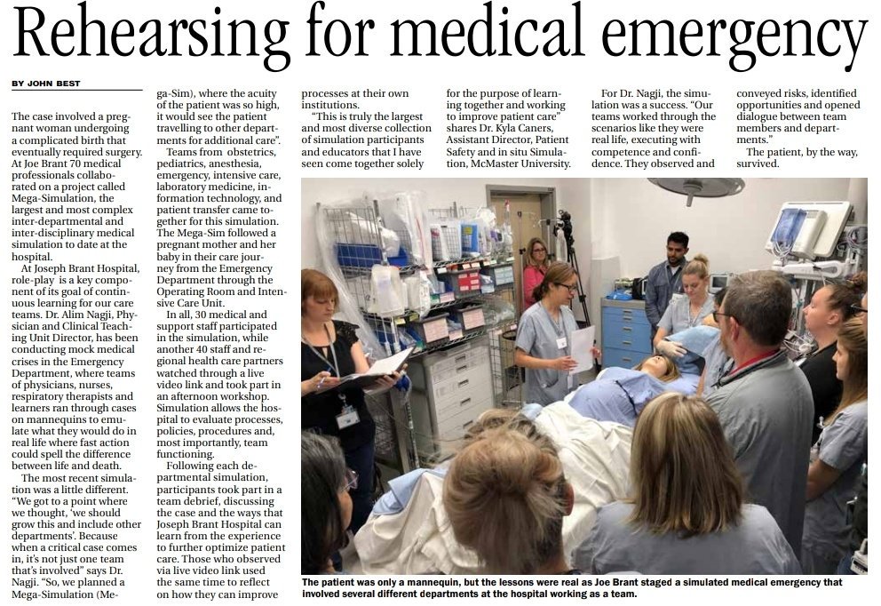 Awesome article showcasing our first #MegaSim great team effort <a href="/Jo_Brant/">Joseph Brant Hospital and Foundation</a> <a href="/CSBLMcMaster/">CSBL</a> <a href="/MacEmerg/">McMaster Emerg Med</a> no load management here, practice makes 🏆
Did the 📸 get your good side?  <a href="/drcaners/">Kyla Caners</a> #Simulation #MedEd