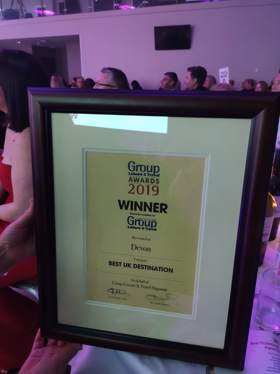 DevonTopDaysOut's tweet photo. We're bringing home to Devon, Best UK Destination award from the @GroupLeisure awards #loveDevon #destinationDevon https://t.co/U4m2bkWuNi