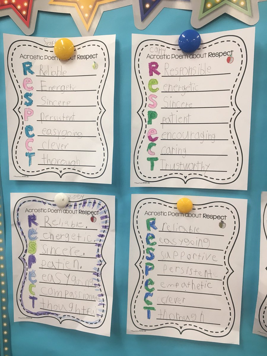 Mrs__Guzman's tweet photo. Respect acrostic poems ✍🏼 #WeeRespect @WeehawkenTSD @FAmato53 @AnnaRudowsky @EricCrespoEDU https://t.co/5yARIGxnzO