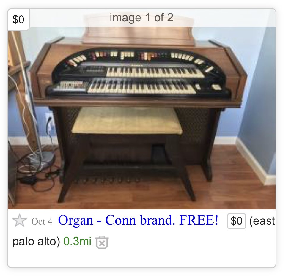 Free organ on craigslist