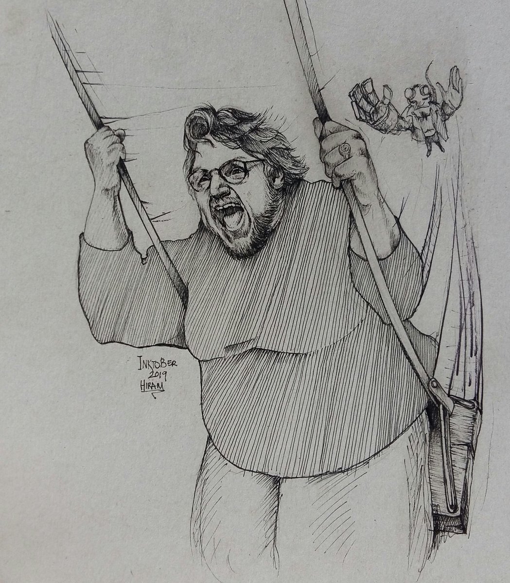 art_hiram's tweet photo. Dia 9 de @inktober . #Swing 

 Dedicado al cumpleañero más cool de este día! @RealGDT . 

!Muchas felicidades en tu día.!

No dejes de ser ese niñote que sabe jugar con monstruos! 

#Inktoberday9 #GuillermoDelToro #columpio #inkonpaper #darkart #inktober2019day9 https://t.co/Qda3iDL9U7