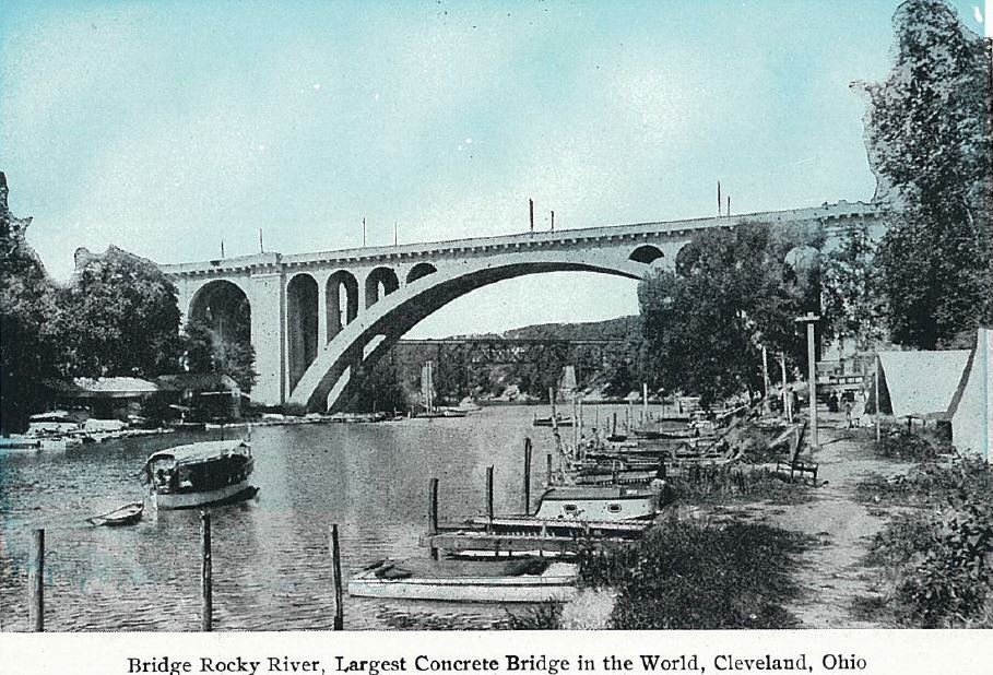 Bridge Rocky River, Largest Concrete Bridge in the World.  Found <a href="/Cleveland_PL/">Cleveland Public Library</a> in Seeing #Cleveland (1912).