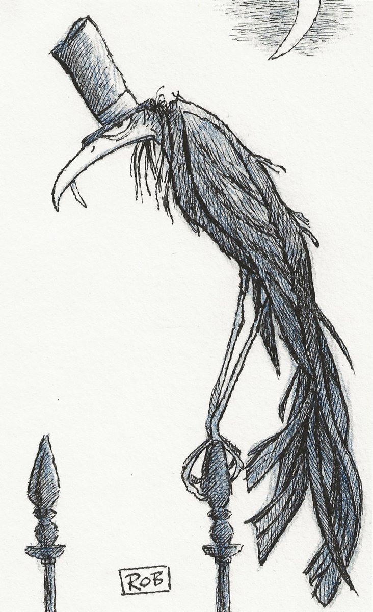 ArtofRob's tweet photo. Inktober No.9
My friend and trusted source, Chilblain Tarfeathers (pictured here) has informed me that it's time to commence with Halloween preparations. I shall heed his advice. Will you?
#Inktober #Inktober2019 #Halloween2019 #TheRobBirds #StrangeLittleOddThings https://t.co/A8dsXrdibg